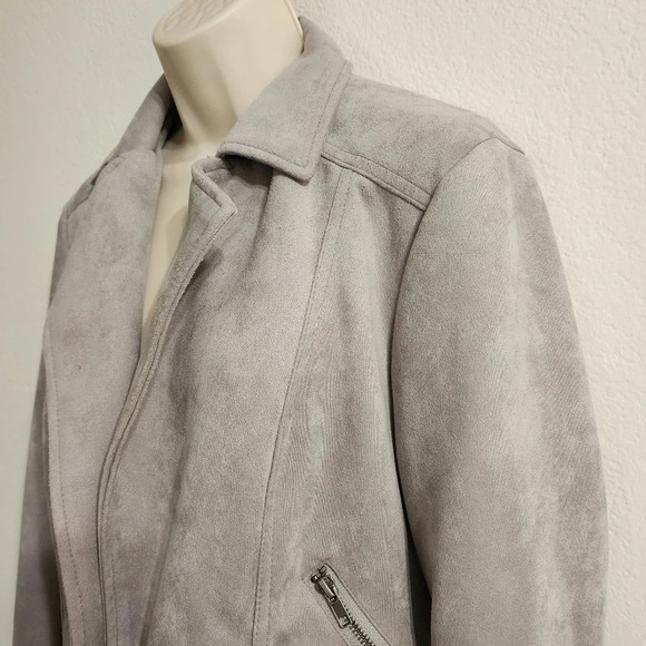 PHILOSOPHY Gray Faux Leather Notched Lapel Jacket Size S - Picture 5 of 10